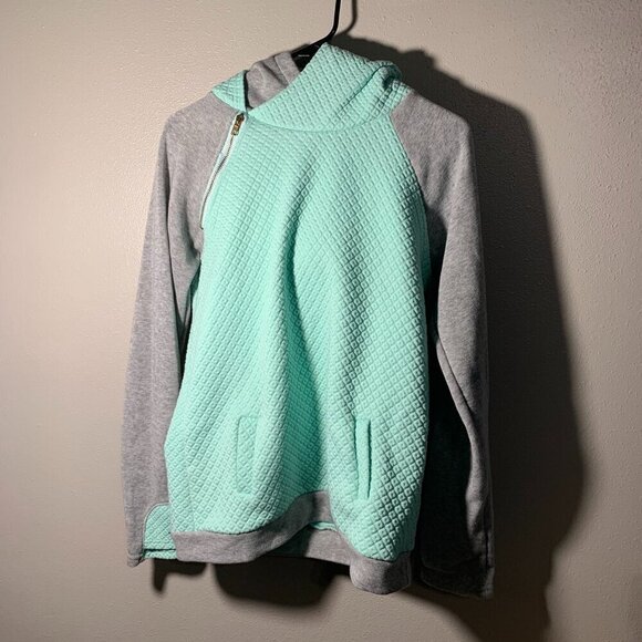 Source Unknown Tops - Mint & Gray hoodie - faux pocket
